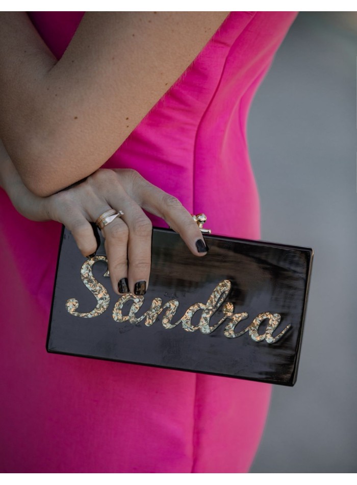 Mother of pearl party bag with personalised name