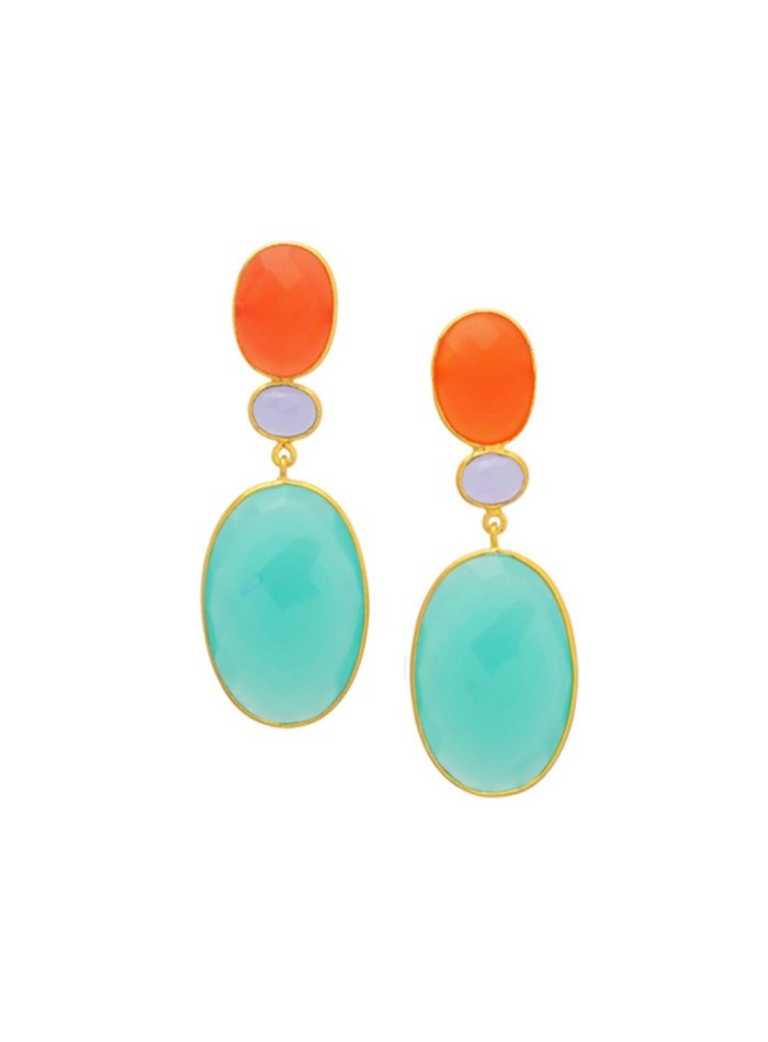 Turquoise and orange party earrings