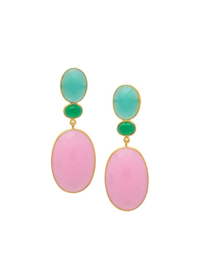 Pink and aquamarine party earrings