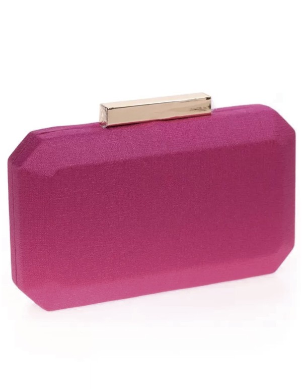Shiny fabric bag with metallic clasp octogonal