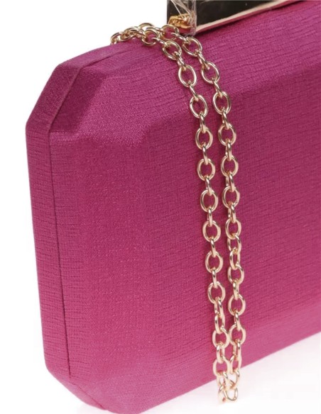 Sac de fête en tissu brillant avec fermoir métallique de forme octogonale