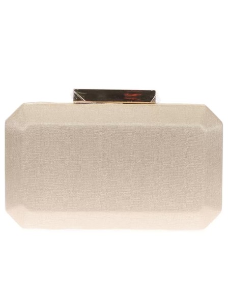 Shiny fabric bag with metallic clasp octogonal