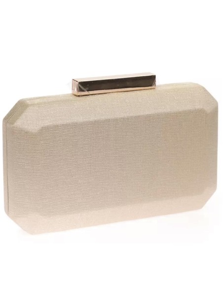 Shiny fabric bag with metallic clasp octogonal