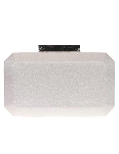 Shiny fabric bag with metallic clasp octogonal