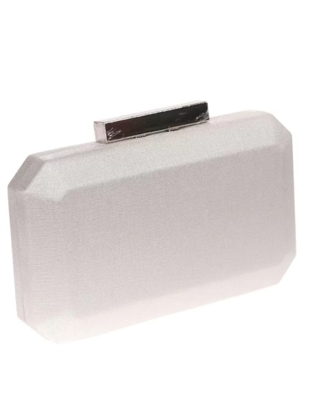 Bolso de fiesta de tejido brillante con cierre metalizado forma octogonal