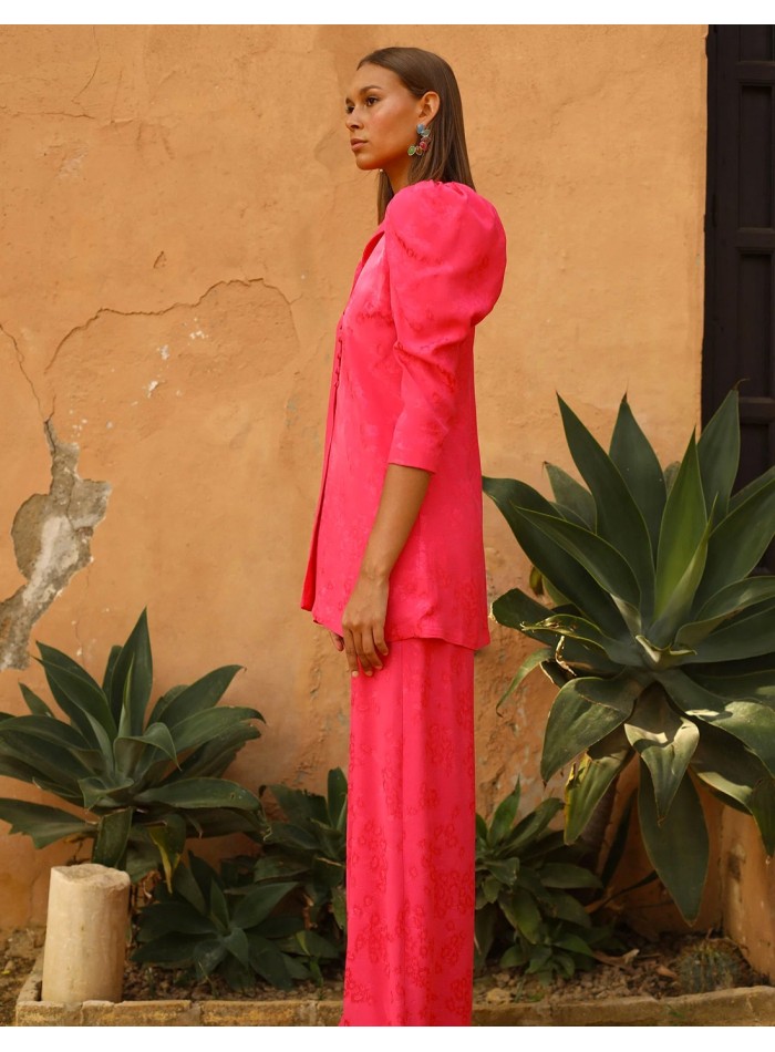 Traje de chaqueta con tejido fluido y pantalón palazzo de Meryfor
