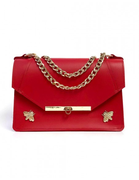 Poppy red Gavi bag with metal bee details