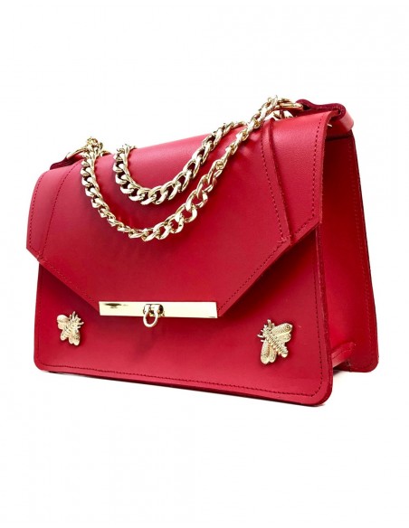 Poppy red Gavi bag with metal bee details
