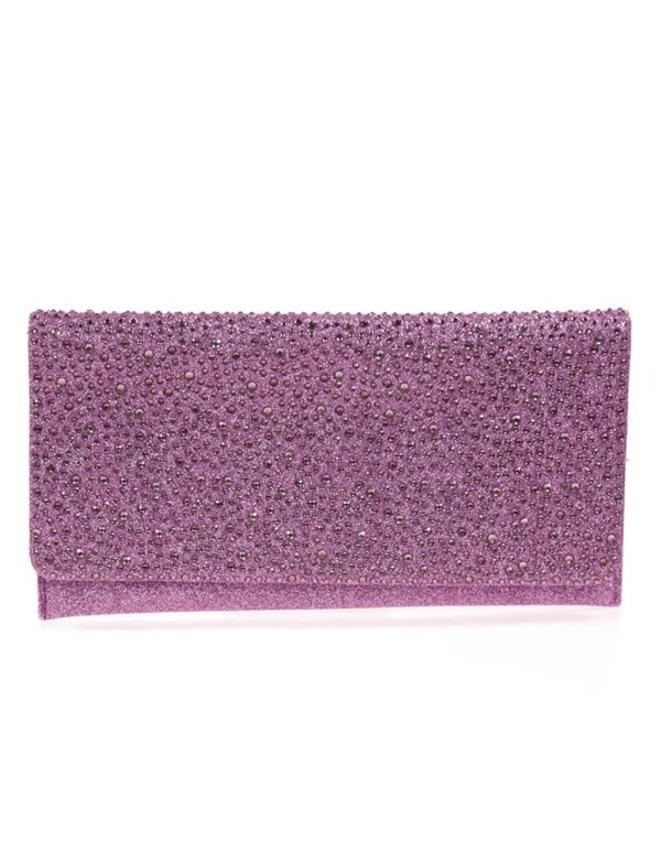 Cartera de fiesta de pedrería morada