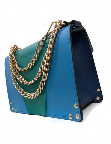 Gavi bag in three shades of blue with details of metallic bees Angela Valentine Handbags - 2