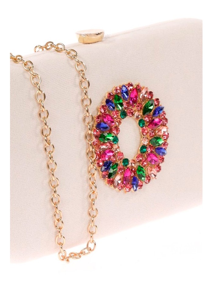 Sac de fête en daim avec broche en bijoux...