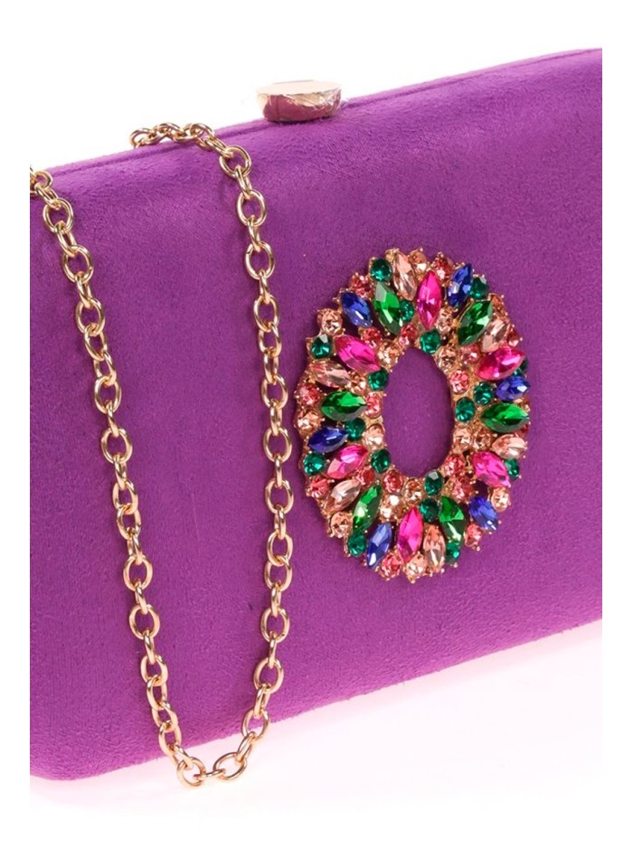 Suede evening clutch bag with multicoloured...