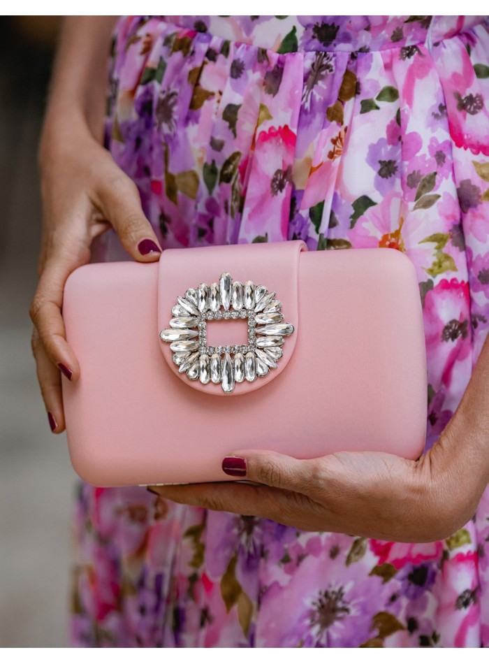 Party handbag with jewel brooch