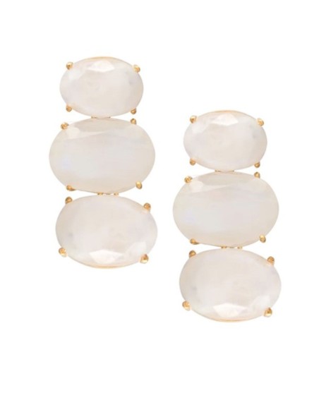 Party earrings with three oval white quartz stones ideal for any occasion.