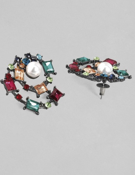 Boucle d'oreilles circulaires multicolores en forme de vague
