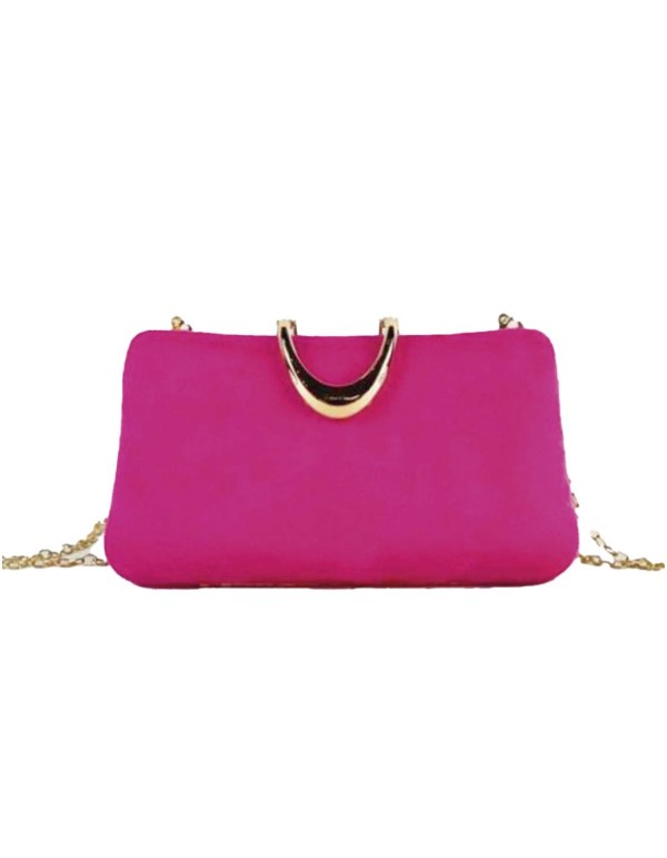 Suede party handbag with metallic brooch 2