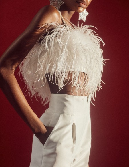 Long party trousers with pleats and high waistband