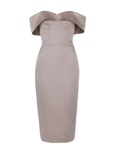 Vestido midi de fiesta con escote bardot