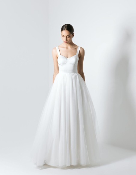 Robe de mariée avec jupe longue en tulle