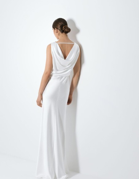 Draped back wedding dress