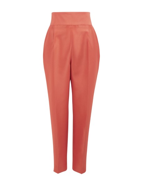 Orange long trousers with darts and pockets
