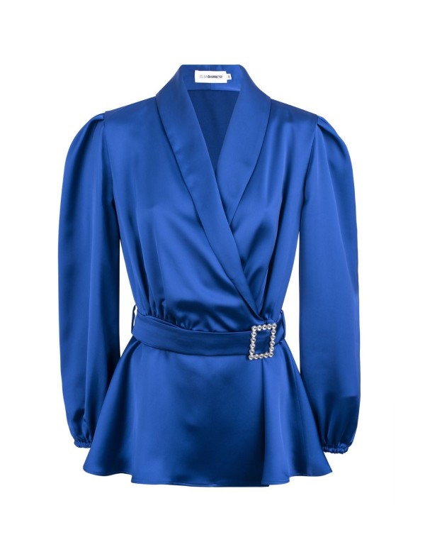 Blazer double boutonnage en satin avec Ceinture bijou 2