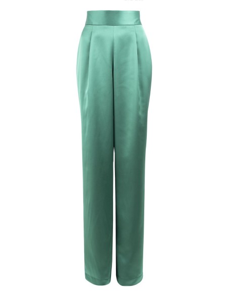 Pantalon long en satin avec ceinture haute