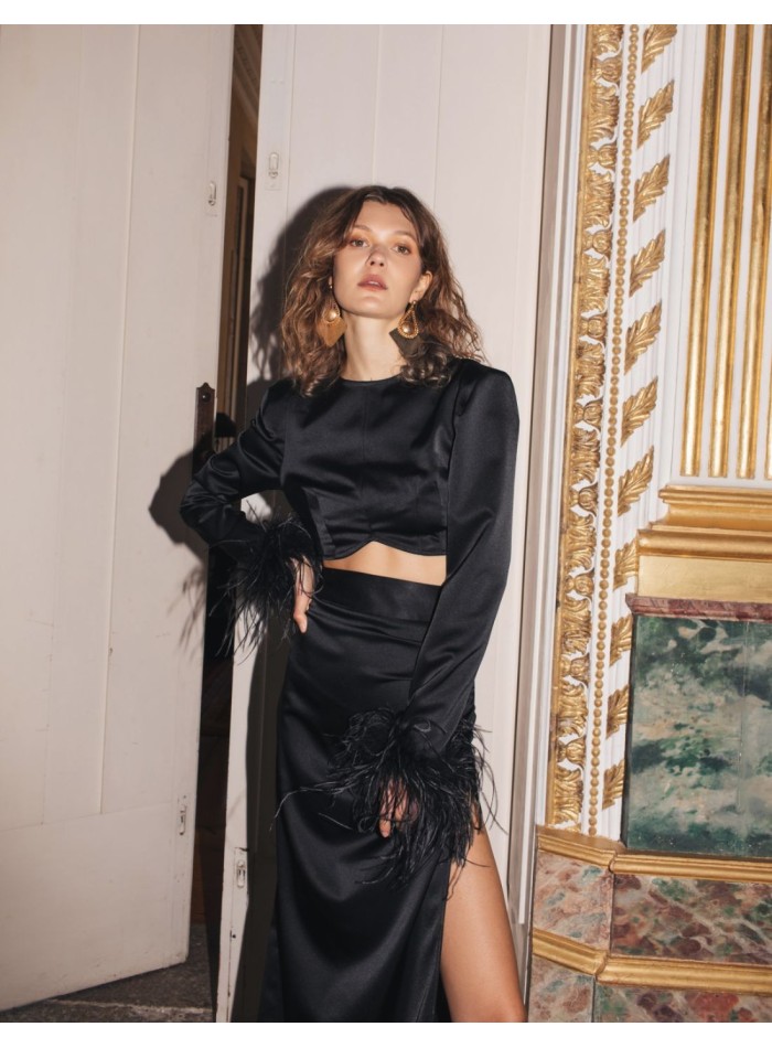 Jupe de fête en satin noir