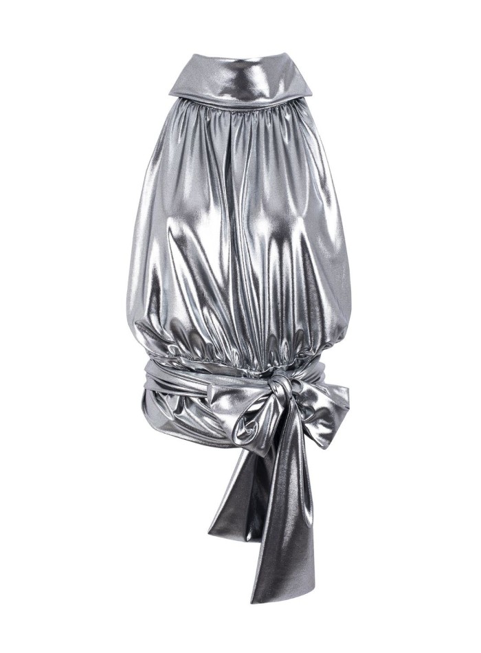 Metallic draped party top