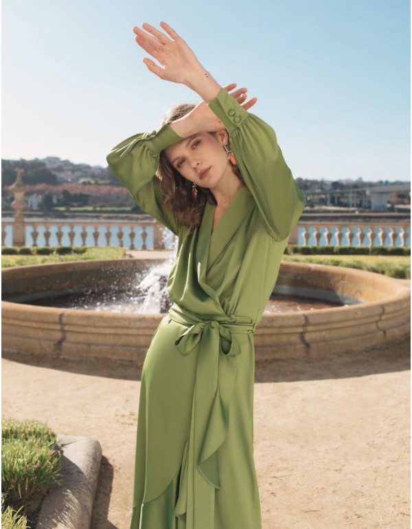 Robe midi croisée vert pistache
