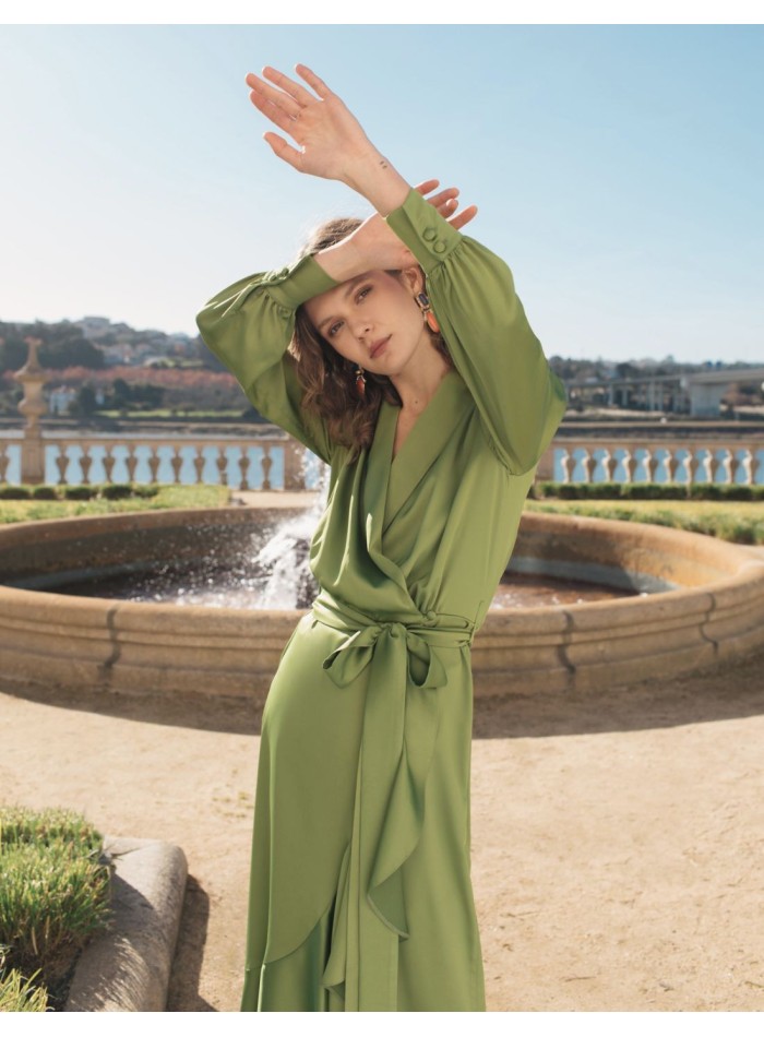 Robe midi croisée vert pistache