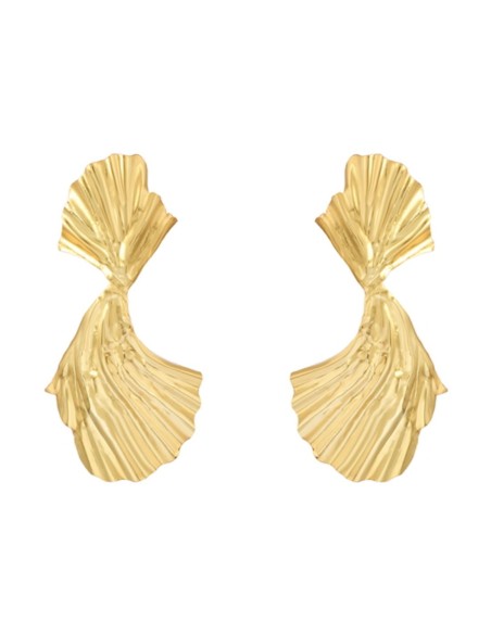Gold party earrings in the shape of a bow