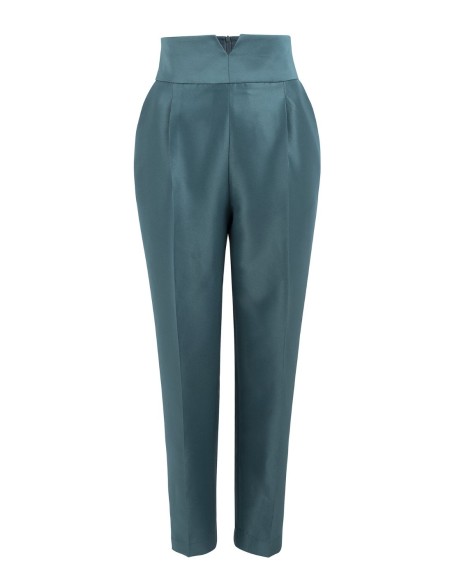 Pantalón largo verde esmeralda con pinzas