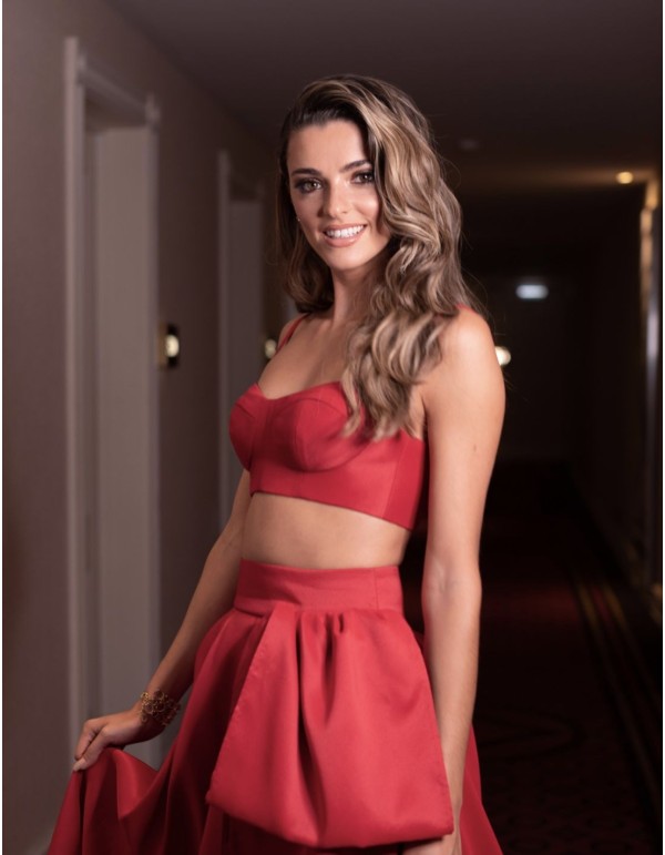Top rouge sans bretelles avec encolure balconnet - Joana... 2