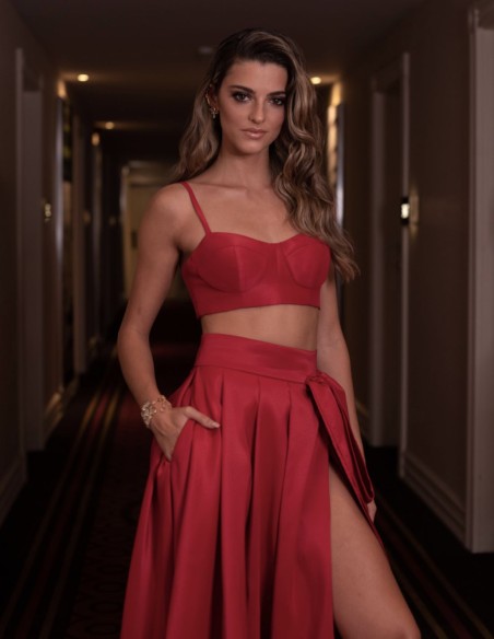 Top de tirantes rojo con escote balconette - Joana Aguiar