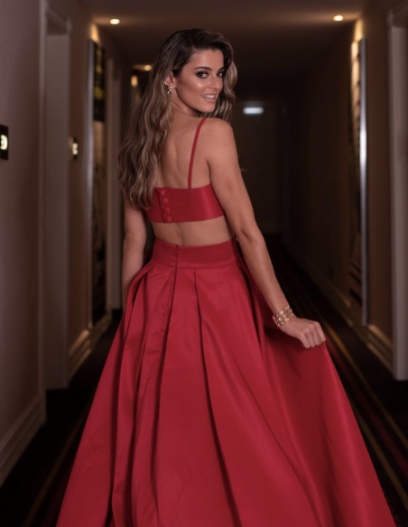 Top de tirantes rojo con escote balconette - Joana Aguiar