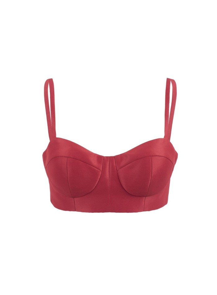 Top de tirantes rojo con escote balconette -...