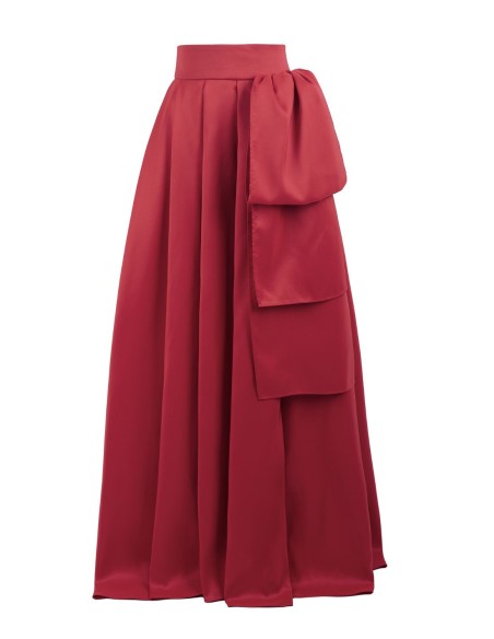 Falda roja de fiesta larga con lazada lateral - Joana Aguiar