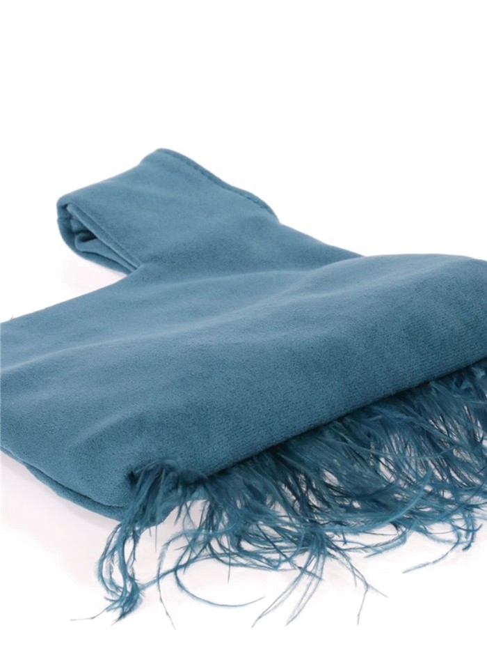 Japanese suede clutch bag with feathers