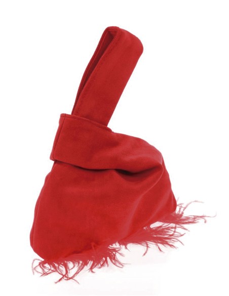 Sac à main japonais en daim avec plumes