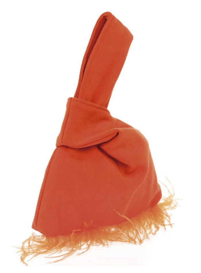 Japanese suede clutch bag with feathers