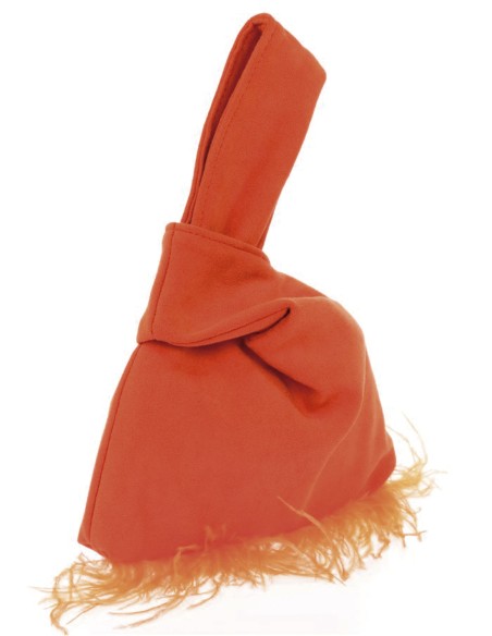 Japanese suede clutch bag with feathers
