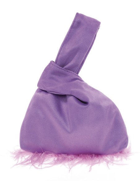Japanese suede clutch bag with feathers