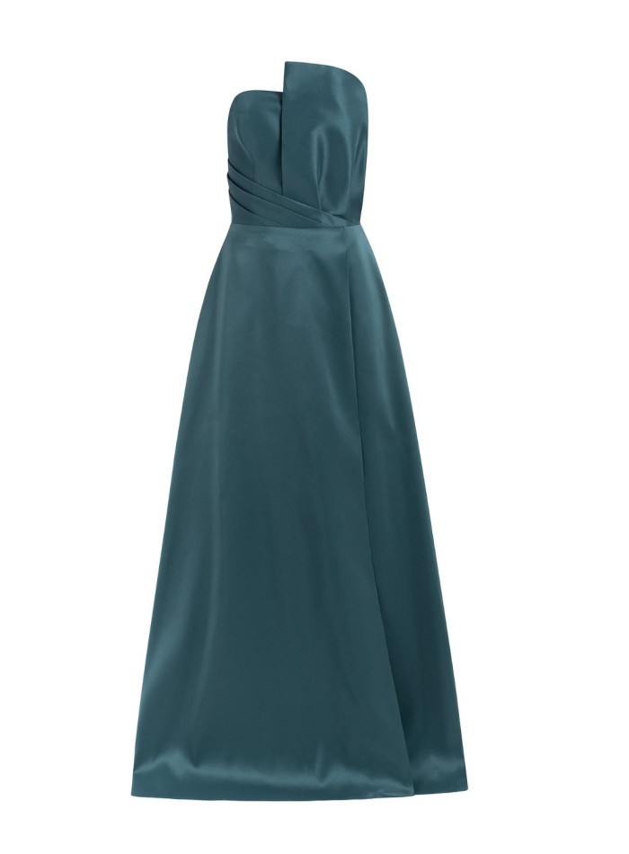 Robe longue de fête avec encolure asymétrique