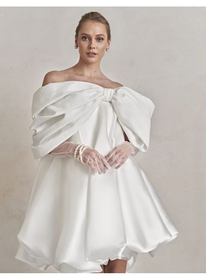 Short ivory wedding dress with lacing INVITADISIMA