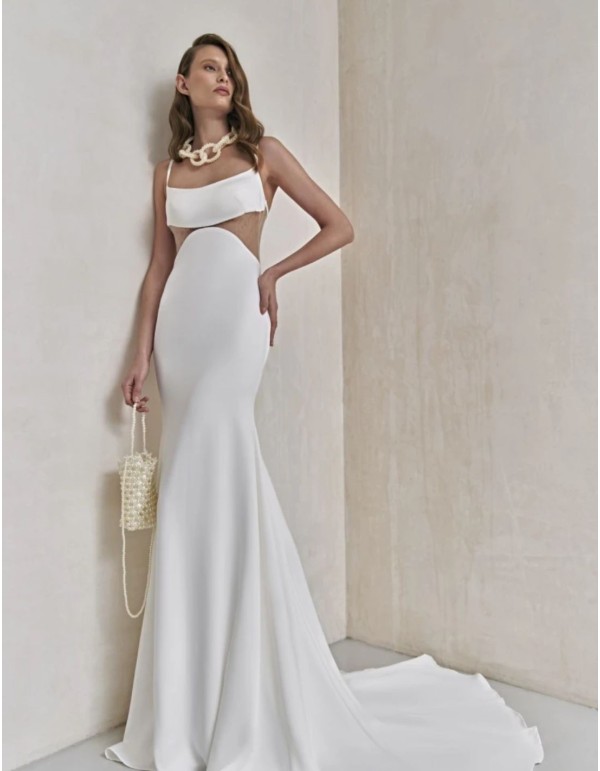 Vestido de novia largo marfil
