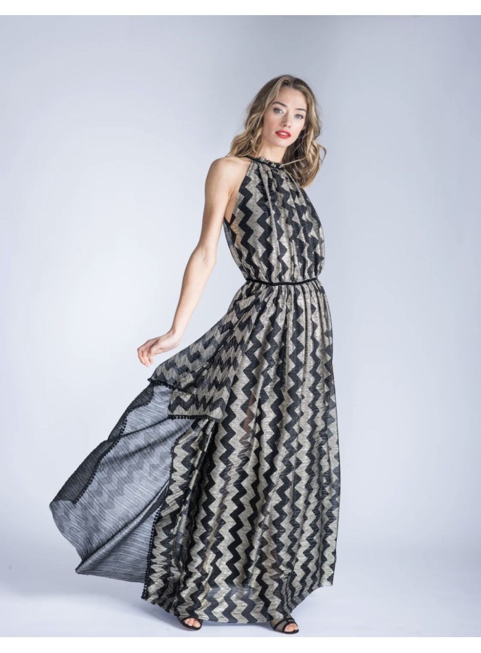 Robe longue de fête à imprimé ethnique