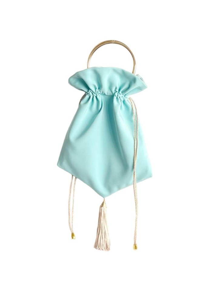 Party bag in crepe with fringed decoration