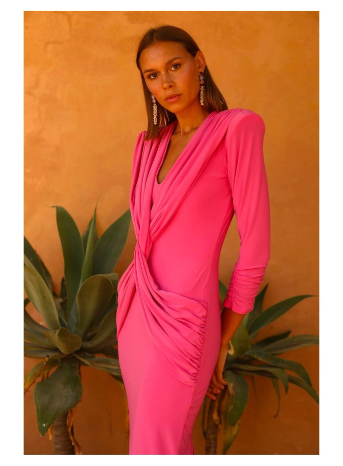 Midi party dress with crossover sash and...