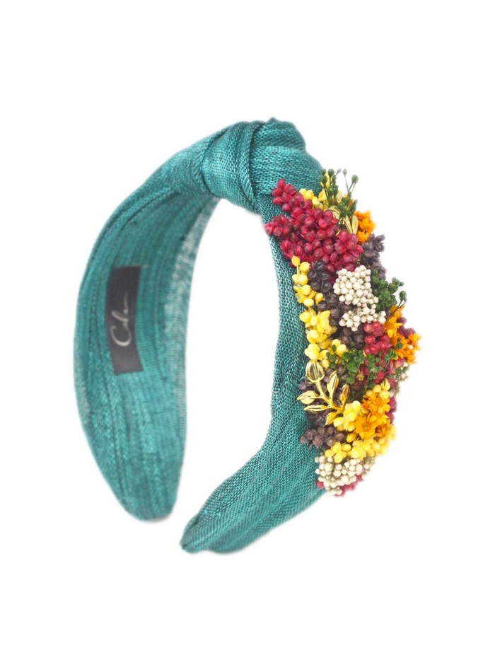 Guest headband with sinamay knot and flower...